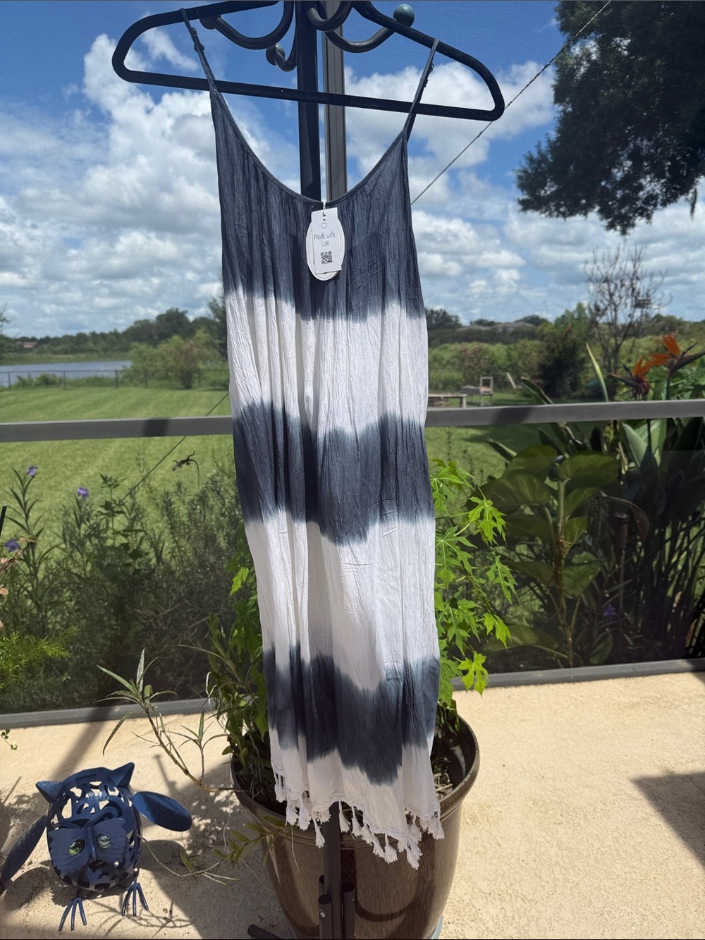 Black & White Tie-Dye Maxi Swim Coverup Dress